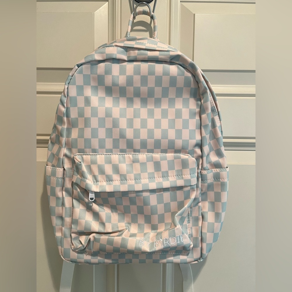 By birdie junior backpack girls NWT checkered white/blue
